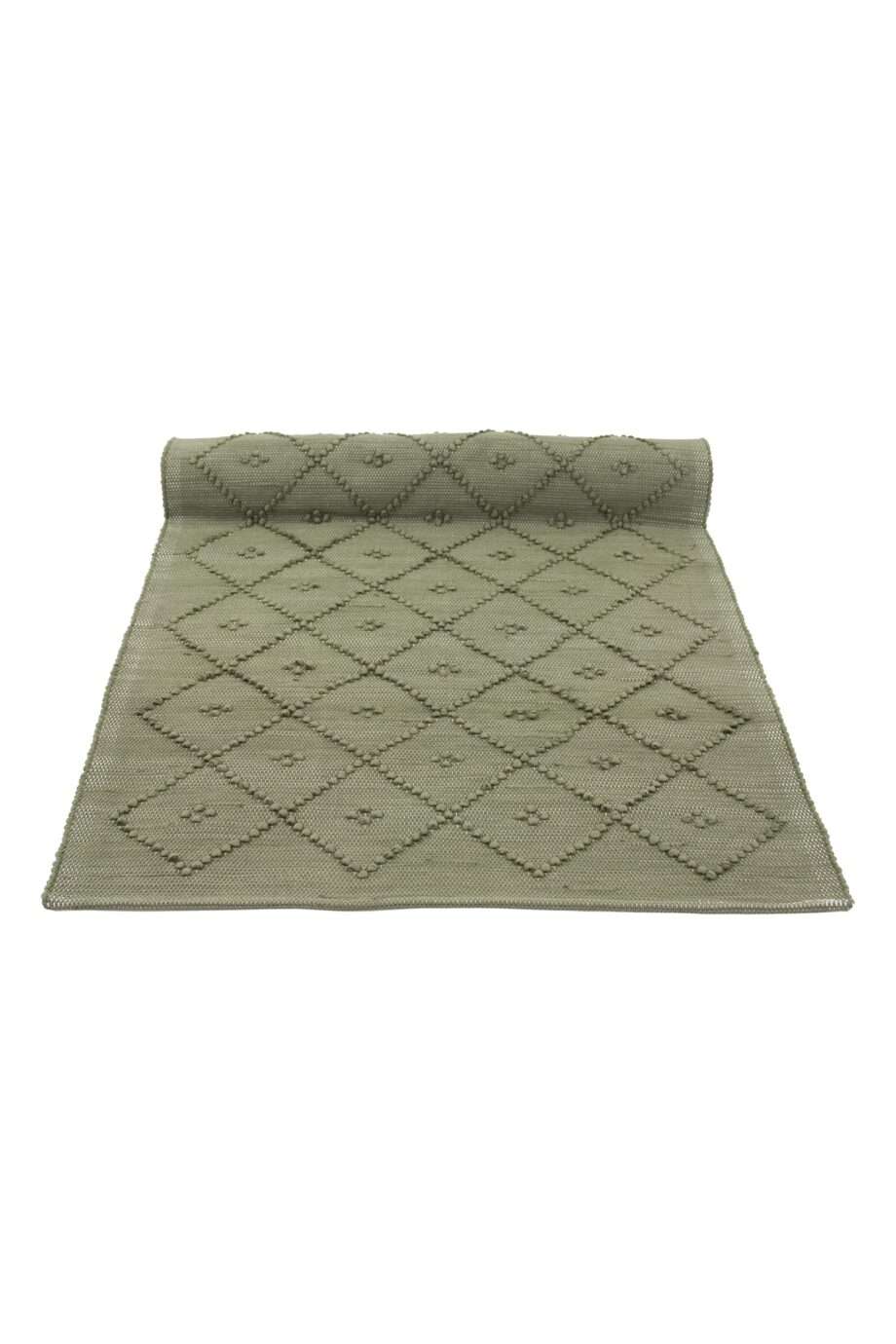 diamond olive green woven cotton bathmat