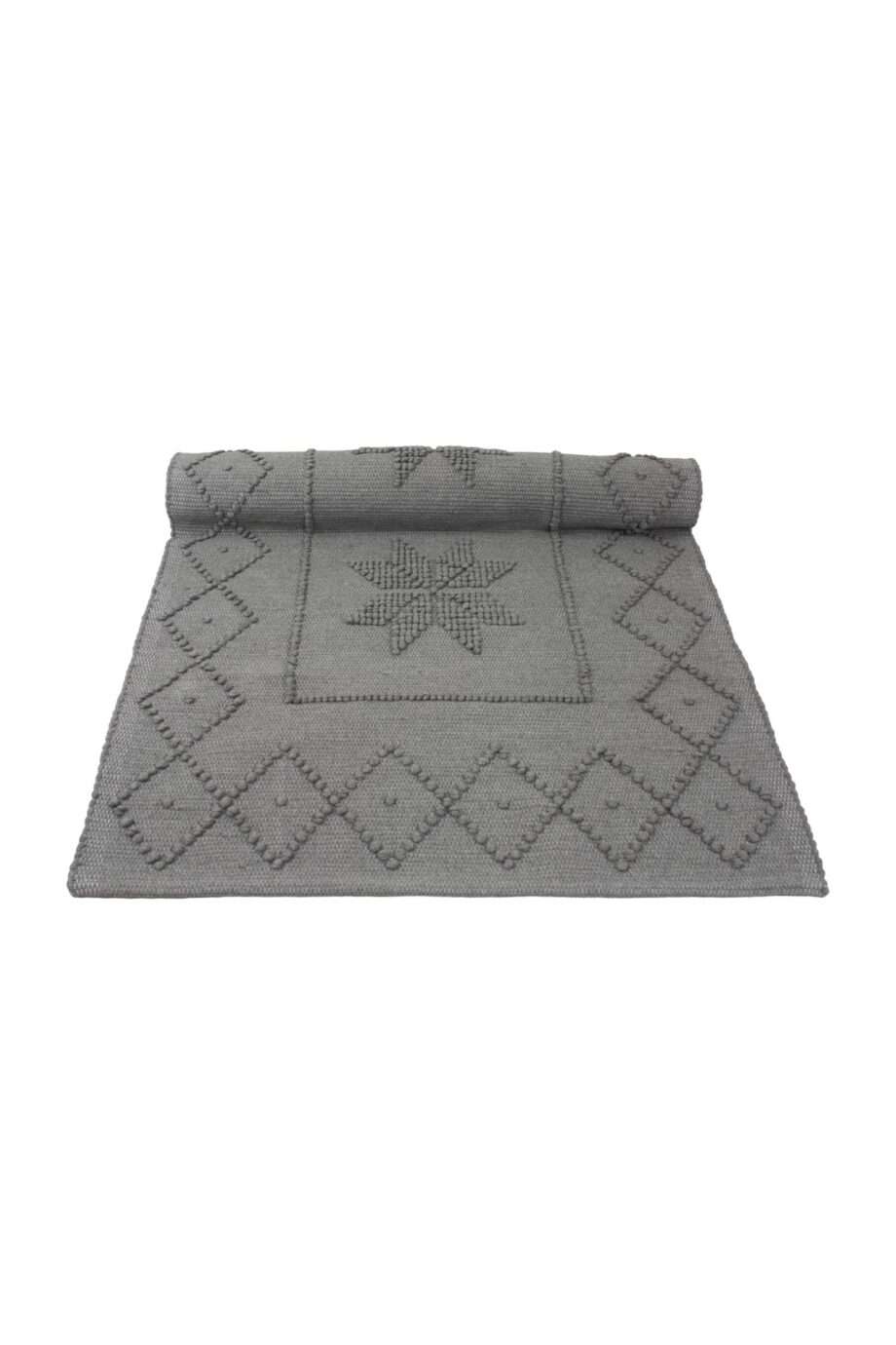 star grey woven cotton floor mat 50x100cm