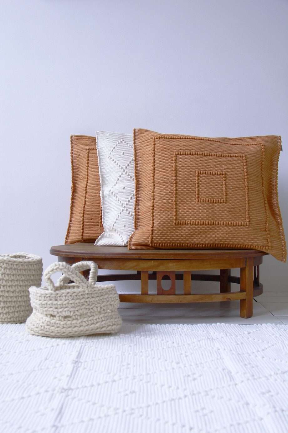 new arrival pumpkin orange woven cotton pillowcase medium