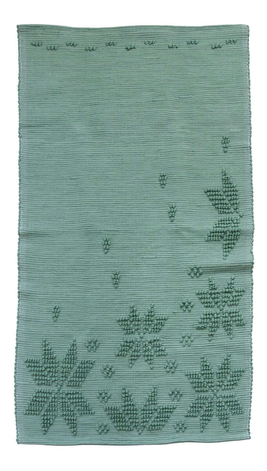 snowflakes green woven cotton rug medium