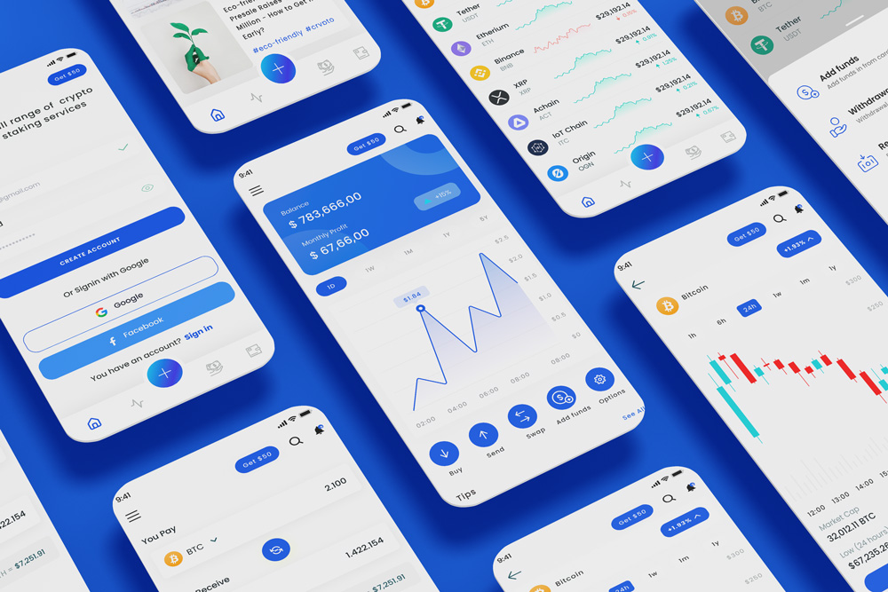 Crypto Blockchain & Cryptocurrency Trading App UI