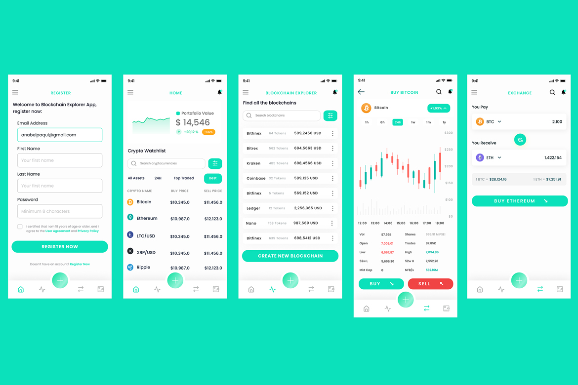 Blockchain Explorer & Cryptocurrency Exchange App