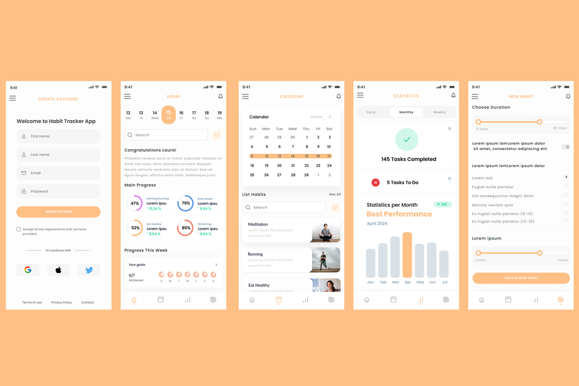 Habit & Health Tracker, Meditation & Run Track App