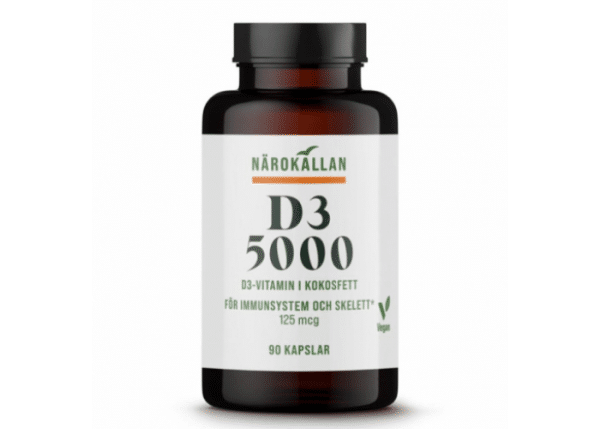 Närokällan D-5000 IE, D3-Vitamin i kokosfett , 90 Kapslar