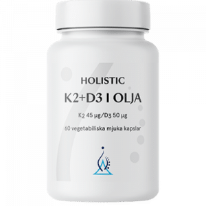 Holistic K2+D3-vitamin i olja, 60 kapslar