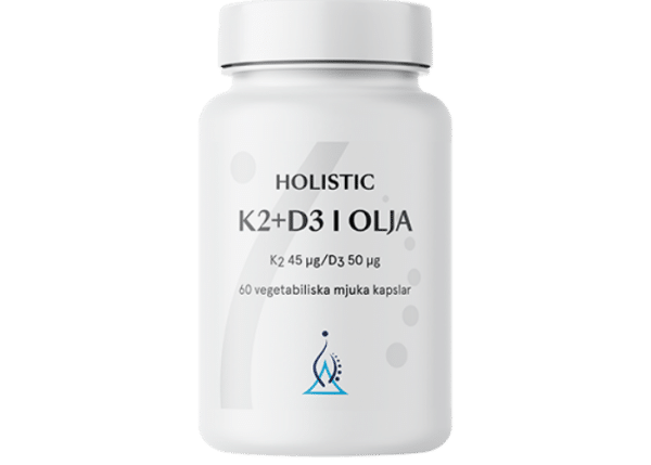 Holistic K2+D3-vitamin i olja, 60 kapslar