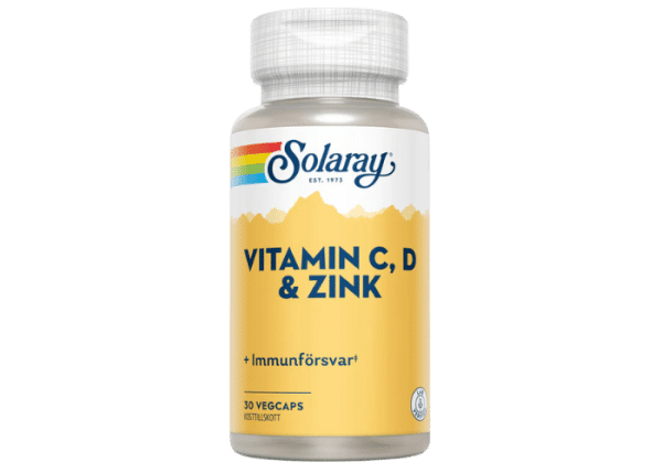 Solaray Vitamin C, D & Zink 30 kapslar