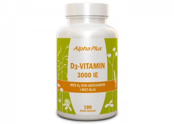 Alpha Plus D3 Vitamin 3000 IE+K2, 180 Kapslar