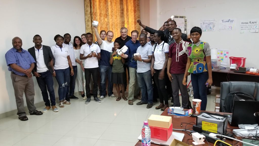 TWIGA hackathon participants showing their environmental weather innovations.