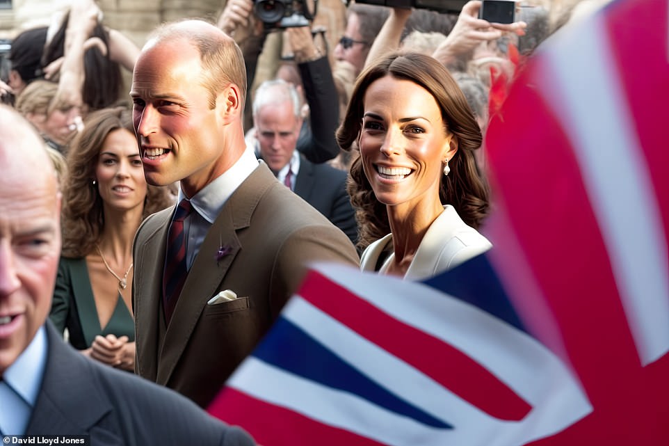 Two familiar-looking characters appear amidst the Westminster Abbey crowds... it's pretty obvious who they are meant to be