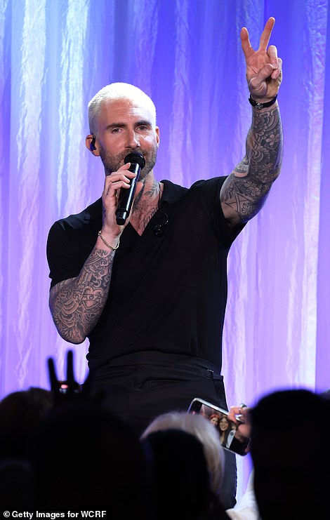 Fan frenzy: The crowds went wild as Adam Levine of Maroon 5 performed on the evening