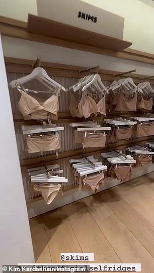 Mystery shopper? Kim stopped by Selfridges to check out her SKIMS shape wear range