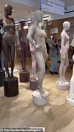 Mystery shopper? Kim stopped by Selfridges to check out her SKIMS shape wear range