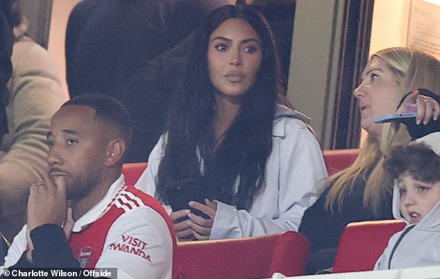 LA to London! Kim swapped the sunny climate of Los Angeles for London on Thursday with a surprise appearance at the Emirates Stadium in North London