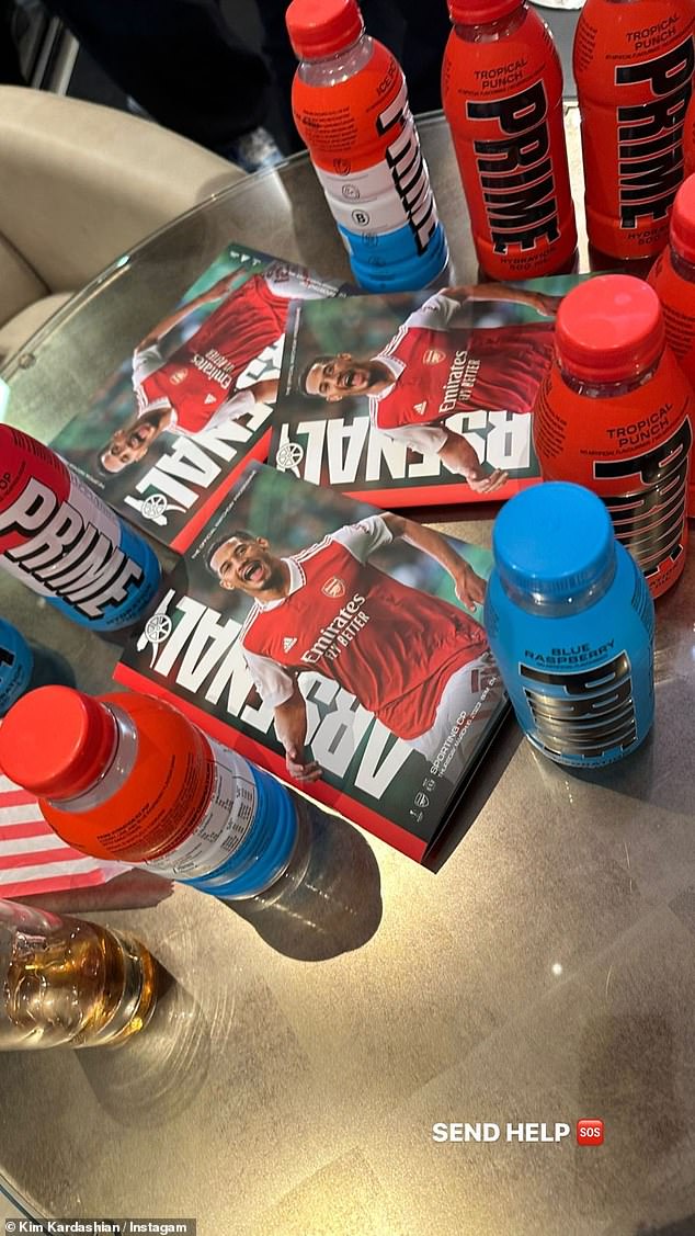 Send help: Sharing a picture to her Instagram Stories, the TV personality jested that her 348million followers 'send help' as she prepared to watch the sporting event