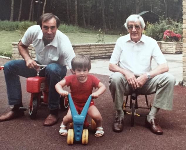 Len Goodman (left) with his son James and father, Leonard, who died aged 79 after a stroke. Len told the Mail recently that he also expected to pass away at the same age. he would have been 79 tomorrow