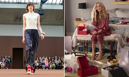 Loewe footwear on the catwalk and on Carrie’s feet in series 2.