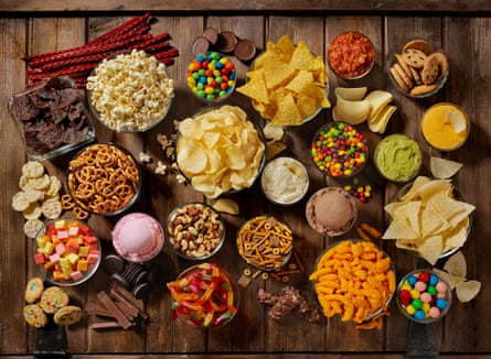 Crisps, popcorn, pretzels, sweets and an array of other sweet and salty snacks.