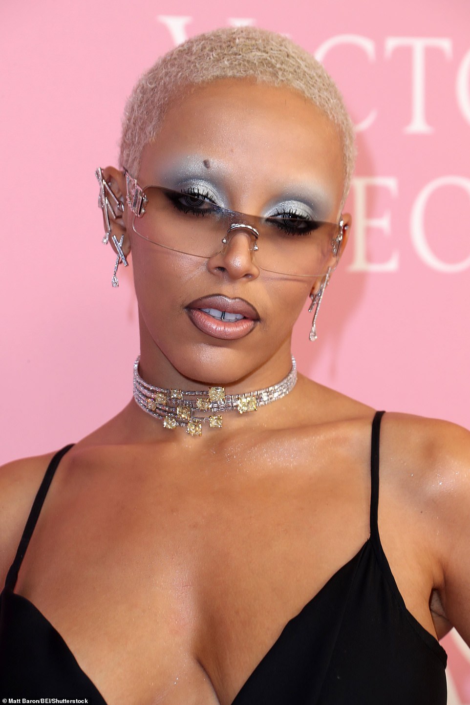 Futuristic: Doja Cat mixed classic elegance with futuristic glamour for the star-studded launch on Wednesday