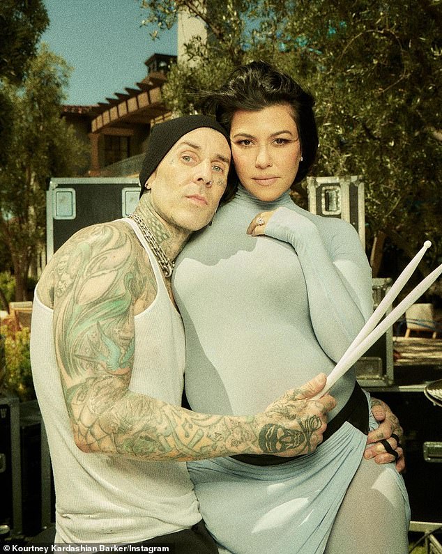 'Praise be to God': Kourtney Kardashian has praised doctors for 'saving her baby's life' as she breaks silence after being rushed to the hospital during the final trimester of pregnancy prompting husband Travis Barker to abruptly flee his band's European tour