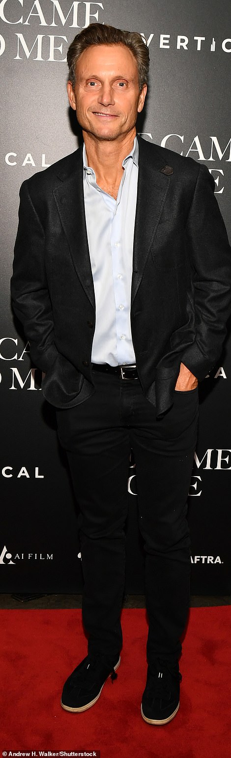 Suits them! Brian d'Arcy James, who appears in the film, and Tony Goldwyn were looking smart on the red carpet
