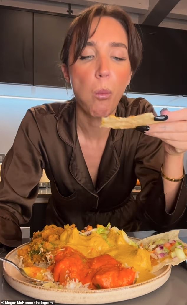Speaking out: Megan McKenna, 31, hit back at trolls who claimed she ate too much after sharing a glimpse of her Indian take away on Instagram recently