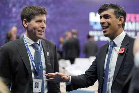 Rishi Sunak (right) speaks to Sam Altman, CEO of OpenAI, at the AI safety summit.