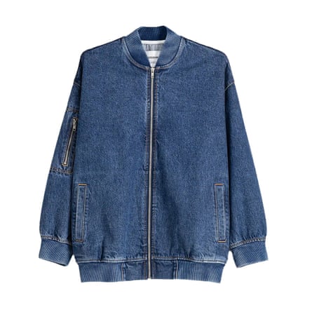blue denin bomber jacket