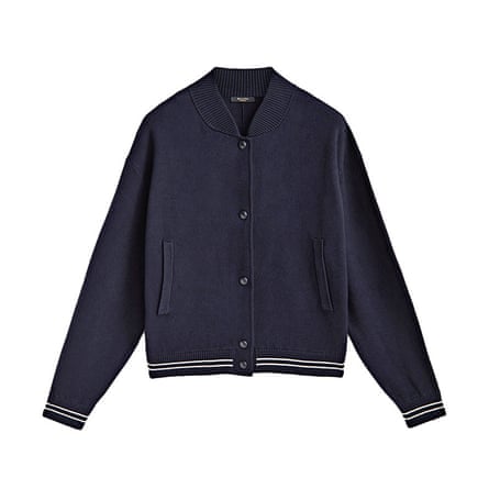 Navy wool-look with white stripe cuffs