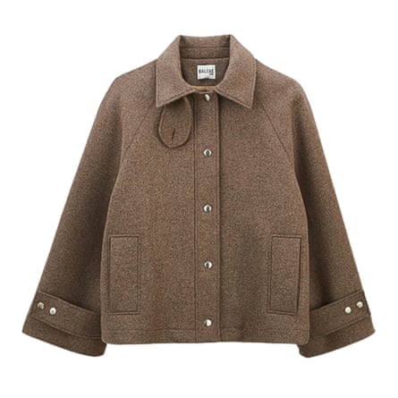 brown wool single breasted with poppers