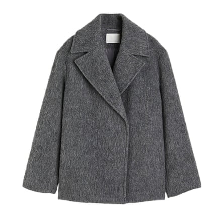 fuzzy wool double breasted invisible fastening