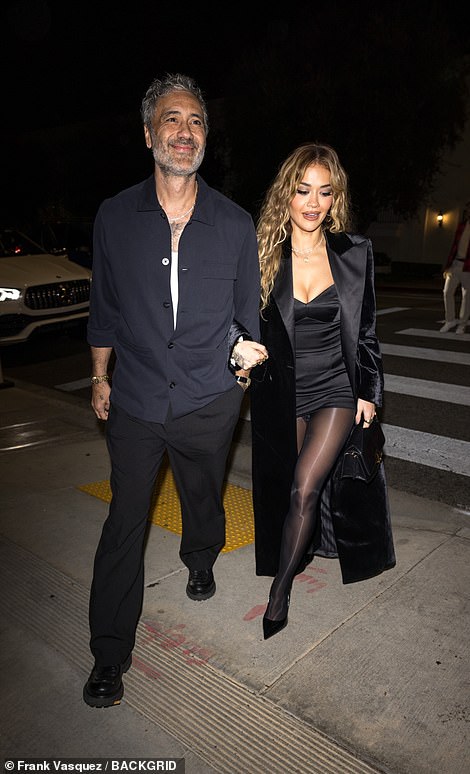 Looking great: Rita Ora and husband Taika Waititi also opted for black getups as they headed to the swanky bash