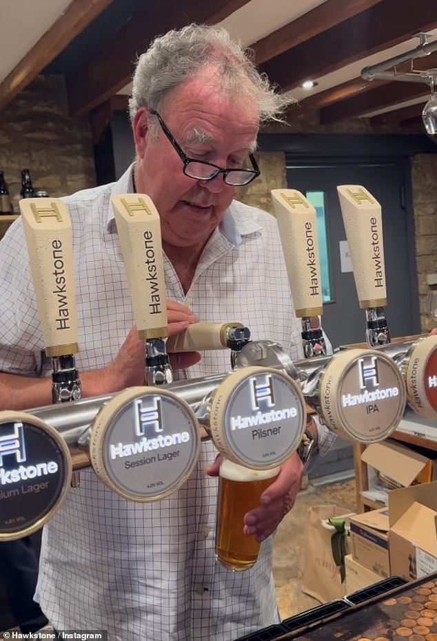 Jeremy Clarkson, 64, has shared a first glimpse inside his new Cotswolds pub after opening the 'unfinished' venue for the Euros final amid renovation works on Sunday