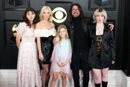 Dave Grohl and Jordyn Blum with their daughters Harper Grohl, Ophelia Grohl, and Violet Grohl 