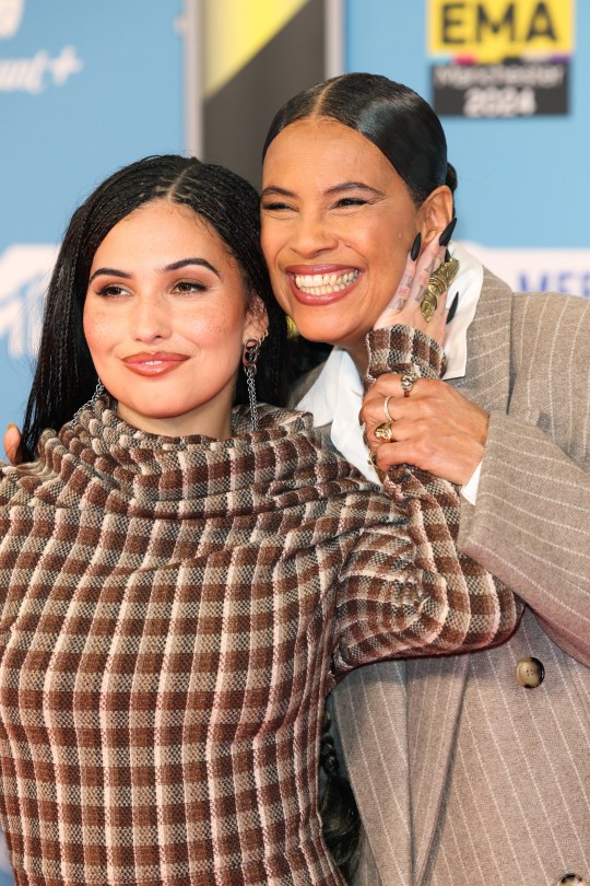 Mabel and Neneh Cherry attend the MTV Europe Music Awards 2024 held at Co-op Live on November 10, 2024 in Manchester, England