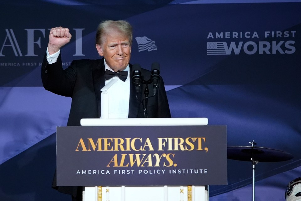 President-elect Donald Trump at the America First Policy Institute gala at his Mar-a-Lago estate