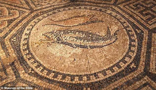 The mosaic featured some of the earliest images of fish being used to represent Christianity, mirroring the story told in Luke 9:16 when Jesus multiplied two fish to feed a crowd of 5,000 people