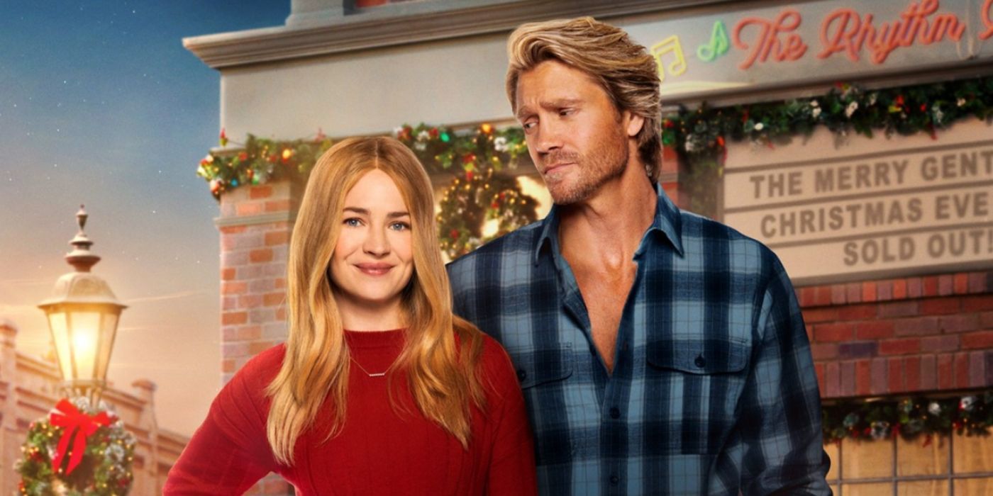 Britt Robertson and Chad Michael Murray posing together in 'The Merry Gentlemen' cover art.