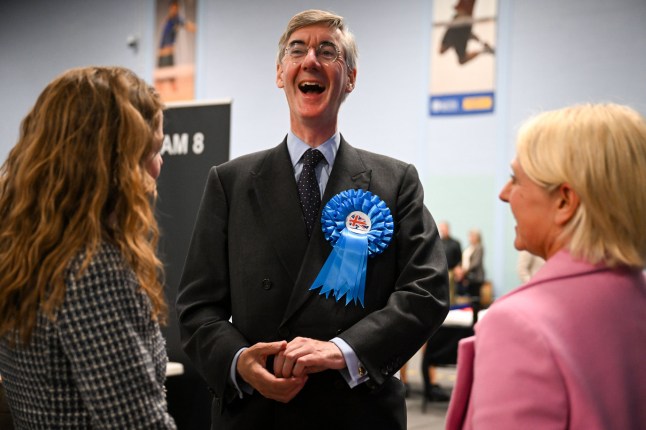 BATH, ENGLAND - JULY 05: Jacob Rees-Mogg, UK member of parliament, attends the count for the North East Somerset constituency at the University of Bath campus, on July 05, 2024 in Bath, England. The incumbent MP for North East Somerset is the Conservative Jacob Rees-Mogg. In Boris Johnson's government, he held the position of Secretary of State for Business, Energy and Industrial Strategy. (Photo by Finnbarr Webster/Getty Images)