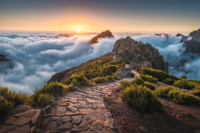 Paved footpath at Pico do Arieiro, Madeira Island