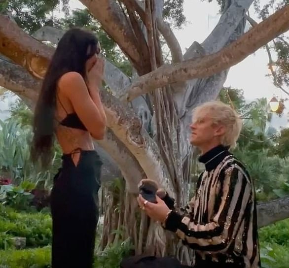 Engaged! After a year-and-a-half together, Machine Gun Kelly got down on one knee and asked Megan for her hand in marriage