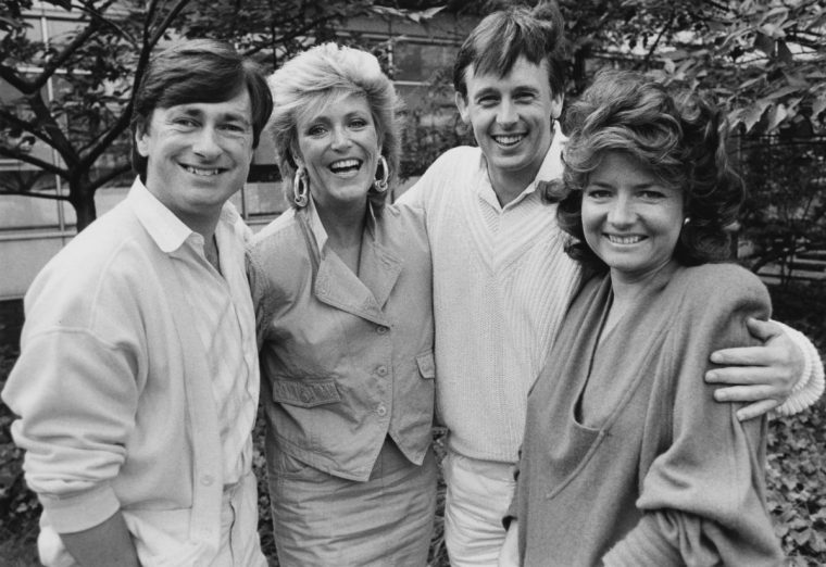 Alan Titchmarsh (left) with fellow presenter from 'Daytime Live' in 1987,  Judi Spiers, Ross Davidson and Pamela Armstrong (Photo: Nigel Dickinson/ Radio Times/ Getty)