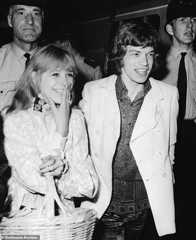 From 1966 to 1970, Marianne was in a highly-publicised on-and-off relationship with Sir Mick following his split from model and actress Chrissie Shrimpton (pictured in 1967)