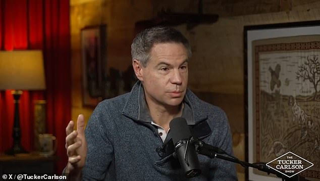 Carlson made the claims while speaking with independent journalist Michael Shellenberger (picture), who heard a similar explanation for the drones