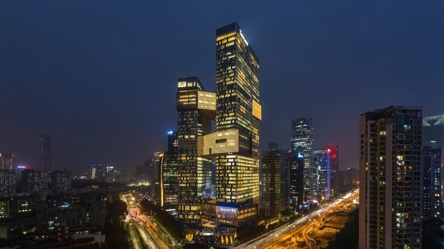 Tencent building at nighttime