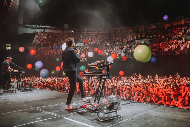 Mandatory Credit: Photo by Danny Payne/REX/Shutterstock (10082627n) The Wombats - Matthew Murphy and Tord ?verland Knudsen The Wombats in concert, First Direct Arena, Leeds, UK - 26 Jan 2019