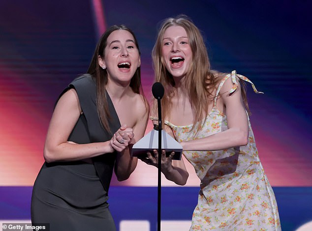 Licorice Pizza star and Haim member Alana Haim and Euphoria star Hunter Schafer were next up to present the award for best supporting performance in a new scripted series