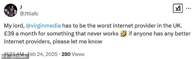 One frustrated customer asked anyone who knew a better internet provider to 'let them know'