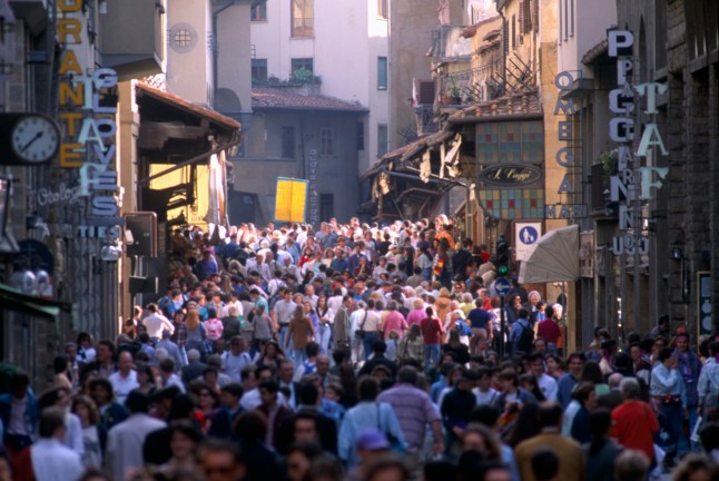 People Walking on Via Por Santa Maria