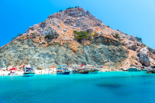 Suluada is located in the Adrasan neighborhood of the Kumluca district of Antalya province in Turkey.